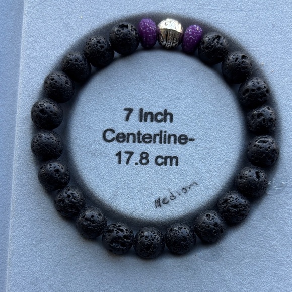 Lava Stone Bracelet with Purple Accents - Picture 2 of 3